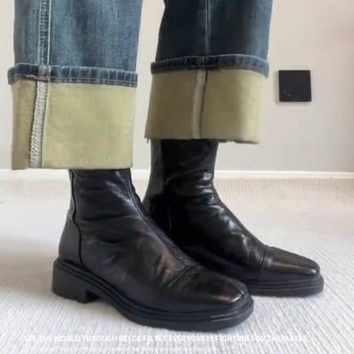 Pleated Chelsea Boots Square Toe Mid Heel Ankle Boots