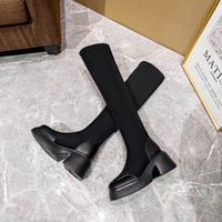 Women's genuine leather over knee boots - Thumbnail 3