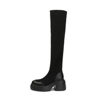 Women's genuine leather over knee boots - Thumbnail 5