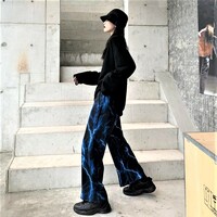 Stunning Punk Flash Print Harajuku Wide Leg Trousers Streetwear Rave Awesome - Thumbnail 2