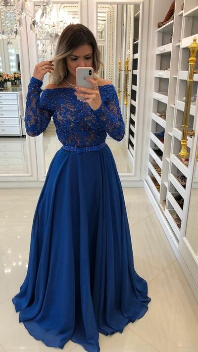 Elegant Mother of the Bride/Groom Dress Navy Blue Lace Beaded Evening Formal Prom Dress
