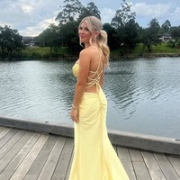 Cute Sweetheart Yellow Long Mermaid Prom Dresses with Cross Back , PD231022 - Thumbnail 1