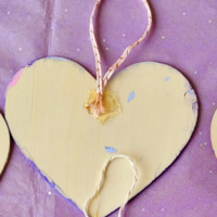 4 x 4.5 purple unicorn - heart shaped painting - Thumbnail 1