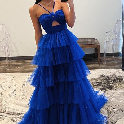 Cute black a-line keyhole sweetheart tiered tulle long prom dresses with flowers, pd231027