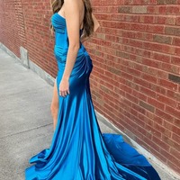 Charming Sweetheart Cutout Neck Satin Mermaid Prom Dress with Slit , PD231032 - Thumbnail 1