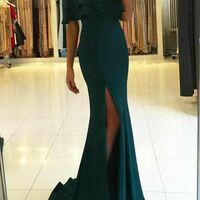 Elegant Mother of the Bride/Groom Dress Green Side Slit Evening Formal Prom Dress - Thumbnail 8