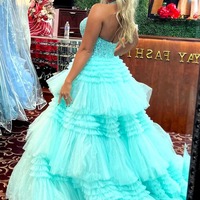 Halter Ruffle Tiered Long Prom Dress, Ball Gown ,PD231037 - Thumbnail 1