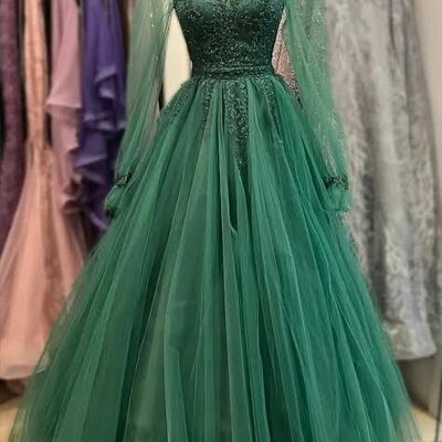 Elegant mother of the bride/groom dress long sleeve lace appliques evening formal prom dress