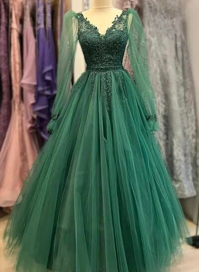 Elegant Mother of the Bride/Groom Dress Long Sleeve Lace Appliques Evening Formal Prom Dress