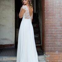 Sexy V-neck Wedding Dress, Open Back Chiffon Bridal Dress Wedding Gown - Thumbnail 2