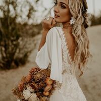 Boho Sexy Wedding Dress, V-neck Bridal Dress Wedding Gown - Thumbnail 2
