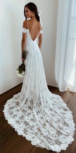 Off Shoulder Sexy Wedding Dress, Lace Bridal Dress Wedding Gown