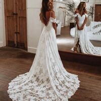 Off Shoulder Sexy Wedding Dress, Lace Bridal Dress Wedding Gown - Thumbnail 1