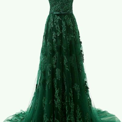 Elegant mother of the bride/groom dress green lace appliques evening formal prom dress