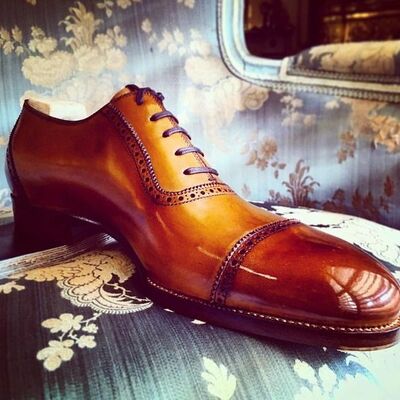 Brown double polished handmade awesome wingtip lace up dress men shoes