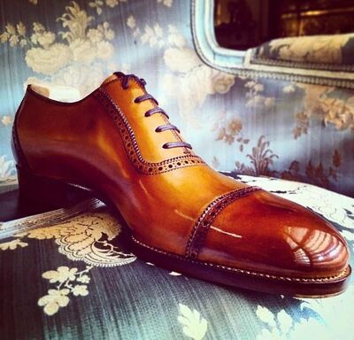 Brown Double Polished Handmade Awesome Wingtip Lace Up Dress Men Shoes