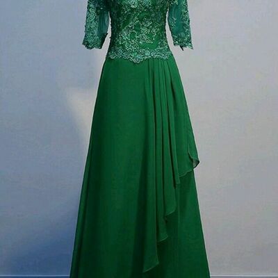Elegant mother of the bride/groom dress green lace evening formal prom dress