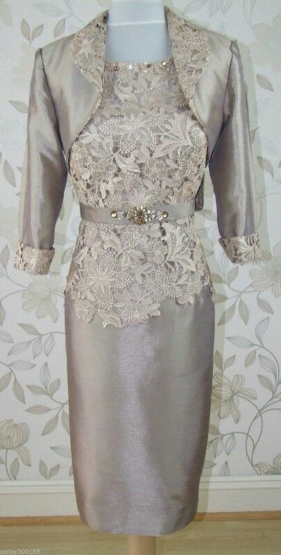 Elegant Mother of the Bride/Groom Dress Grey Lace Tea-length Evening Formal Prom Dress
