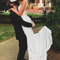 Sexy Sheath Wedding Dress, Deep V-neck Open Back Bridal Dress Wedding Gown - Thumbnail 2