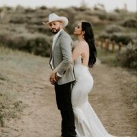 Sexy Plus Size Wedding Dress, Deep V-neck Backless Bridal Dress Wedding Gown - Thumbnail 1