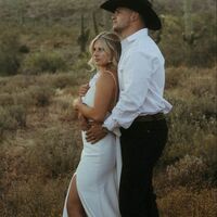 Sexy Sheath Wedding Dress, Deep V-neck Side Split Bridal Dress Wedding Gown - Thumbnail 1