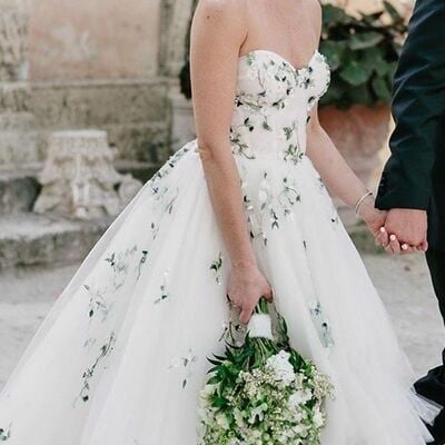 Sexy a-line wedding dress, sweetheart appliques bridal dress wedding gown
