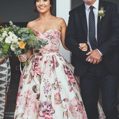 Sexy a-line wedding dress, sweetheart floral bridal dress wedding gown