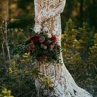 Sexy Mermaid Wedding Dress, Floral Appliques Tulle Bridal Dress Wedding Gown - Thumbnail 1