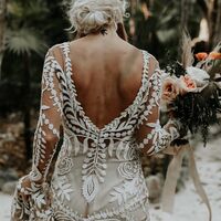 Sexy Mermaid Wedding Dress, Floral Appliques Tulle Bridal Dress Wedding Gown - Thumbnail 2