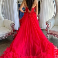 Cute Red Ball Gown Gown Tulle Prom Dresses with Appliques ,PD231055 - Thumbnail 1