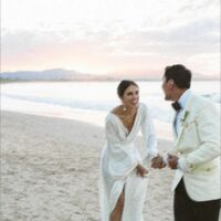 Sexy A-line Deep V-neck Wedding Dress, Satin Bridal Dress Wedding Gown - Thumbnail 2