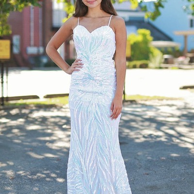 Cute sweetheart white sequins long mermaid prom dresses,pd231060