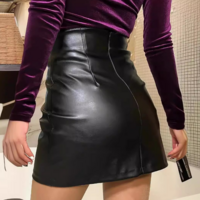 Casual High Waisted Mini Black Skirt - Thumbnail 2