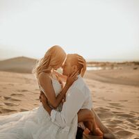 Sexy A-line Deep V-neck Wedding Dress, Satin Bridal Dress Wedding Gown - Thumbnail 1