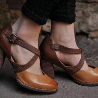 Women's high heel pointed belt buckle shoes - Thumbnail 1