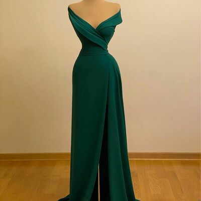 Elegant mother of the bride/groom dress green simple evening formal prom dress