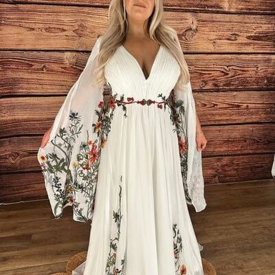 Sexy a-line long sleeves wedding dress, appliques bridal dress wedding gown