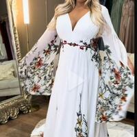 Sexy A-line Long Sleeves Wedding Dress, Appliques Bridal Dress Wedding Gown - Thumbnail 1