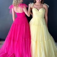 Cute Hot Pink Ball Gown Sweetheart Dot Tulle Long Prom Dress ,PD231066 - Thumbnail 1