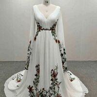 Sexy A-line Long Sleeves Wedding Dress, Appliques Bridal Dress Wedding Gown - Thumbnail 2