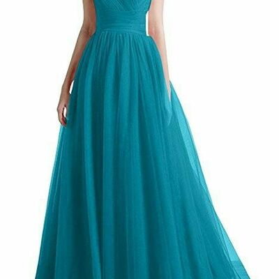 Elegant mother of the bride/groom dress blue a line tulle evening formal prom dress