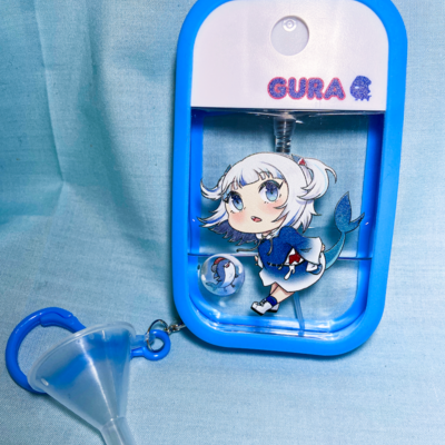 Gawr gura spray bottle keychain 