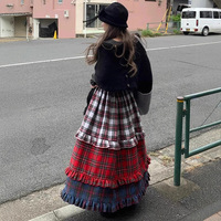 Retro Y2K Plaid Cake Skirt - Thumbnail 2