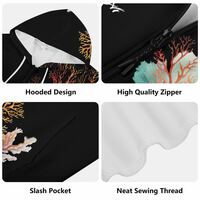 Adult Unisex Coral Black Hoodie.  - Thumbnail 5