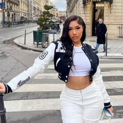 Leather patchwork baseball jacket