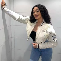 Leather Patchwork Baseball Jacket - Thumbnail 3