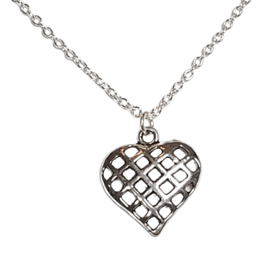 Crosshatch heart necklace