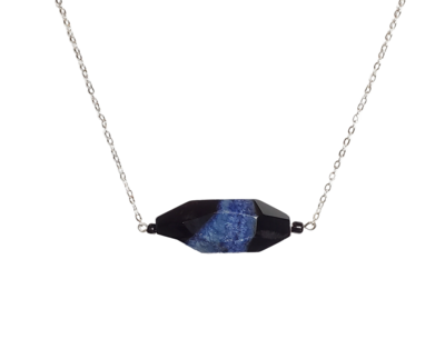 Black and Blue Botswana Agate Necklace