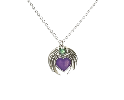 Purple Winged Heart Necklace