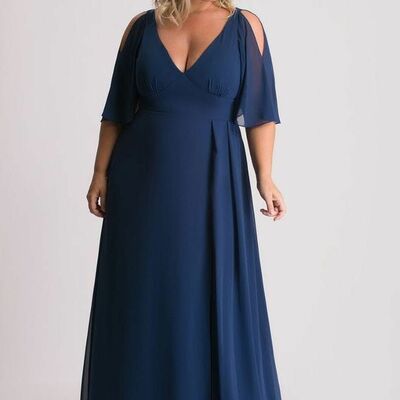 Elegant mother of the bride/groom dress navy blue simple evening formal prom dress